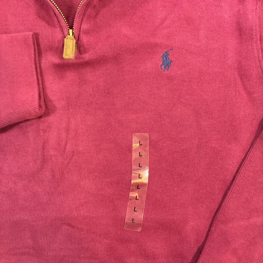 Polo Ralph Lauren Pullover Mens Large Red Quarter Zip Cotton Pony Logo NWT